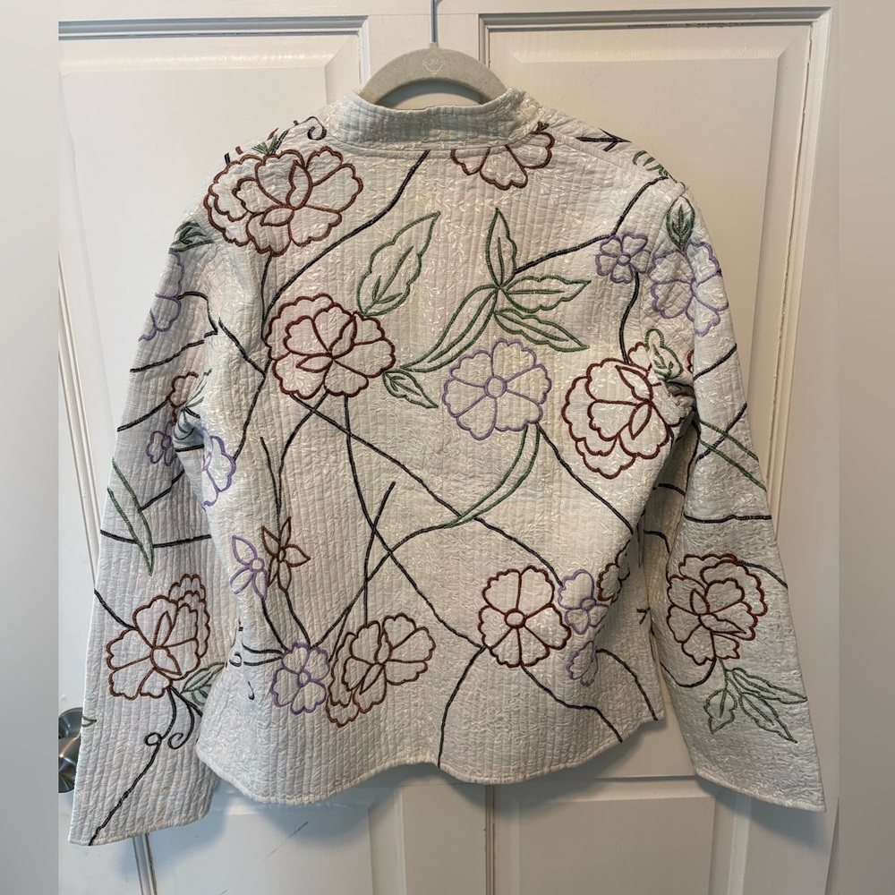 NWT Anu reversible quilted floral embroidered tapestry jacket coat m medium new - Picture 7 of 7